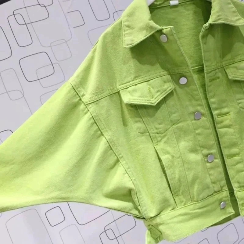 Однотонные однобортные джинсовые куртки 2021 весна-осень уличная одежда с