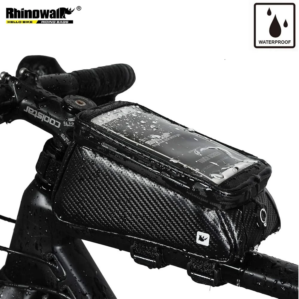 

Rhinowalk Bike Front Tube Bag Waterproof Front Frame Bag Black Packing Pouch Bike Phone Bag MTB Bike Bag Cycling Accessories