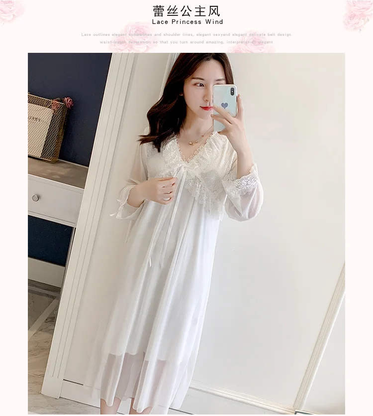 

Sexy Women Nightwear Long Sleeve Modal Princess Nightgown Black Pink White Night Gown Lingerie Dress Sleepwear Wedding Night Hot