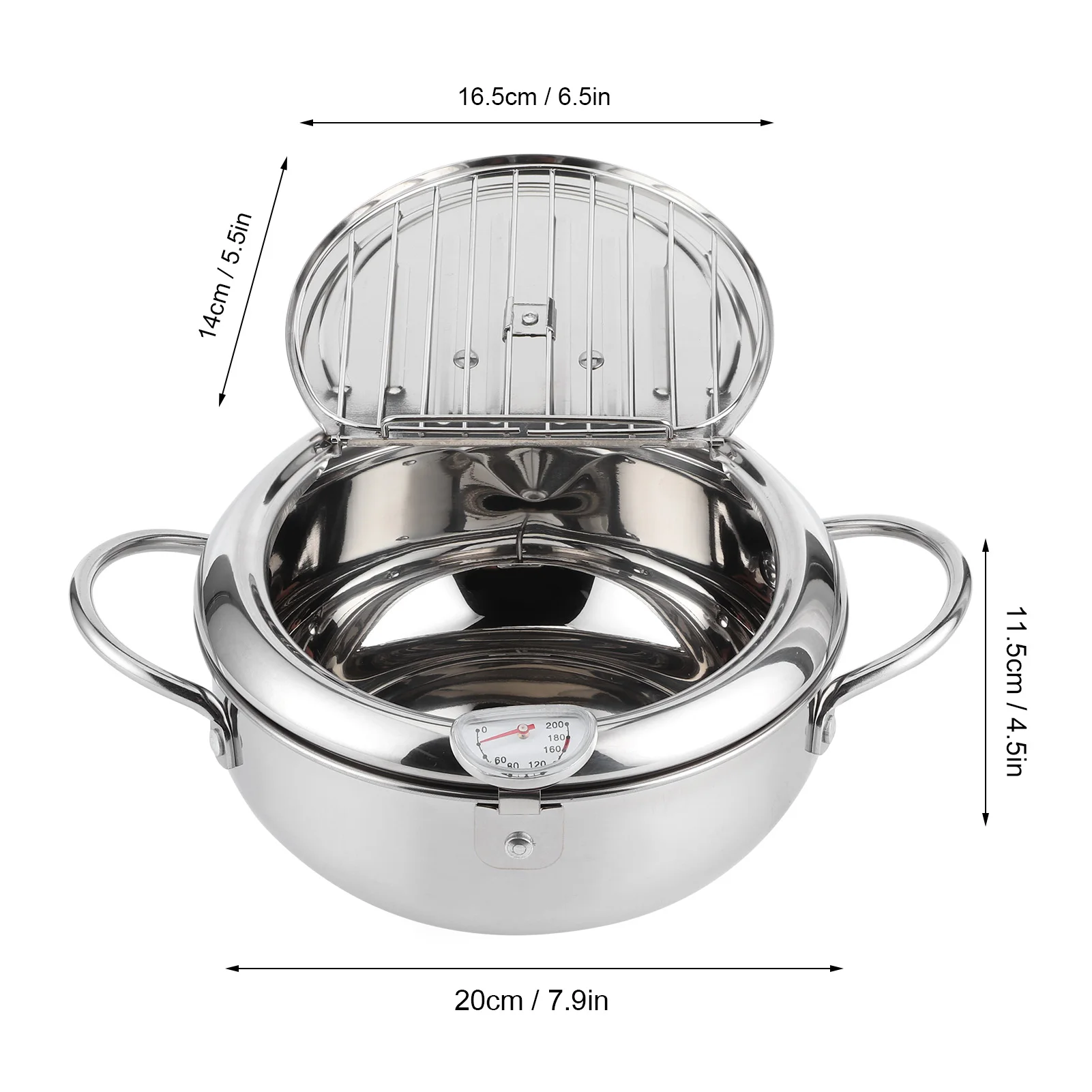 

Japanese Deep Frying Pot Mini Stainless Steel Frying Pot with Thermometer Induction Cooker Compatible Kitchen Tools