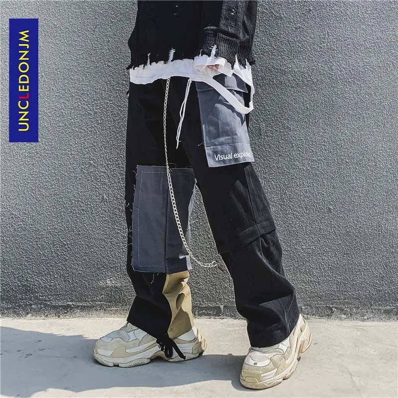 UNCLEDONJM лоскутные шаровары с цепочкой уличная одежда для мужчин 2020 летние