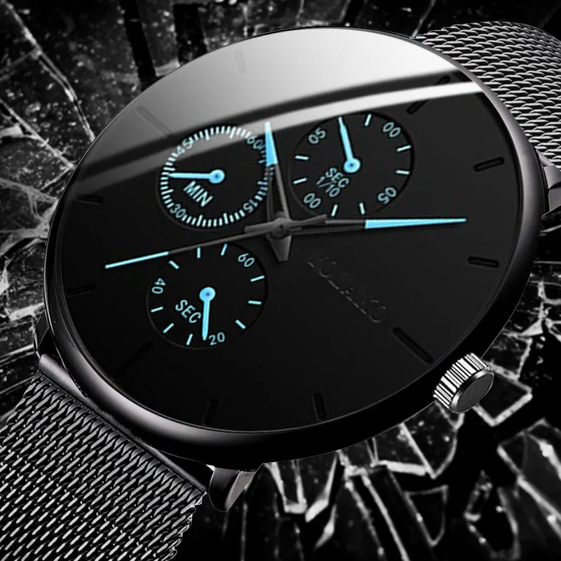 

Fashion Mens Watches Stainless Steel Mesh Belt Calendar Quartz Watch For Men's Business Casual Clock Wristwatches Montre Homme