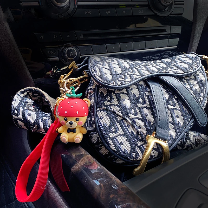 Милый брелок для ключей с клубникой арбузом фруктом мультяшным медведем женщин и