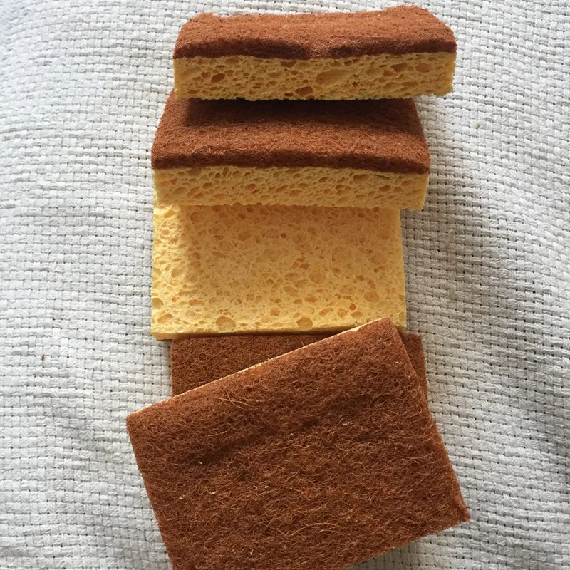 

55Pack Natural Based Scrub Sponge Pad Palm Fiber Dishwashing Kitchen Scrubber Non Scratch Compostable 2-Sided Sponges