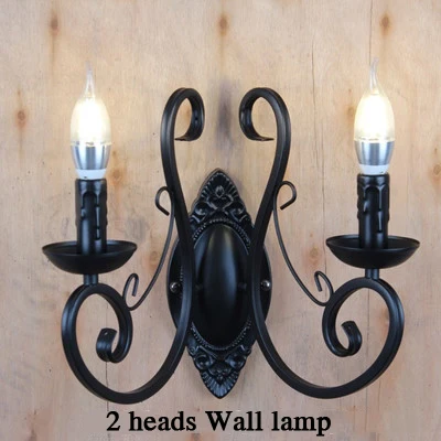 2 heads Wall lamps Современная подвесная люстра из кованого железа, винтажная люстра, Потолочная свеча, светильники для освещения, железное черное/Белое домашнее освещение - Цвет корпуса: 2 heads Wall lamps