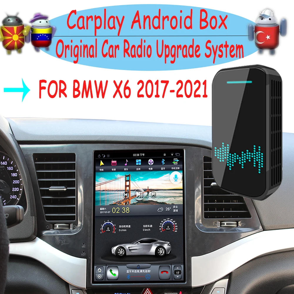 구매 BMW X6 2017-2021 용 라디오 Carplay Android 자동 오디오 업그레이드 Apple Wireless AI Box 차량용 멀티미디어 플레이어 GPS Navi Unit