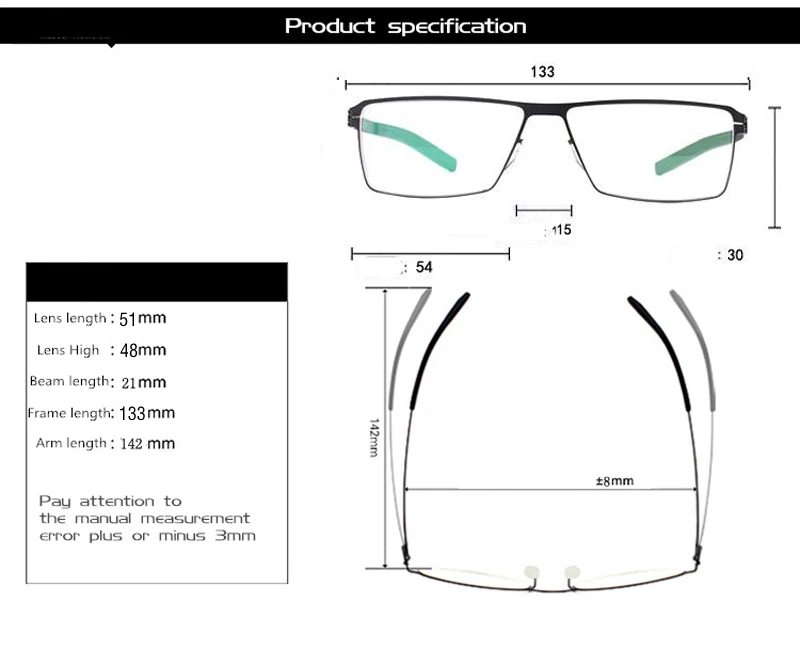 Очки KJDCHD мужские уникальный дизайн без винтов брендовая оправа оптические по