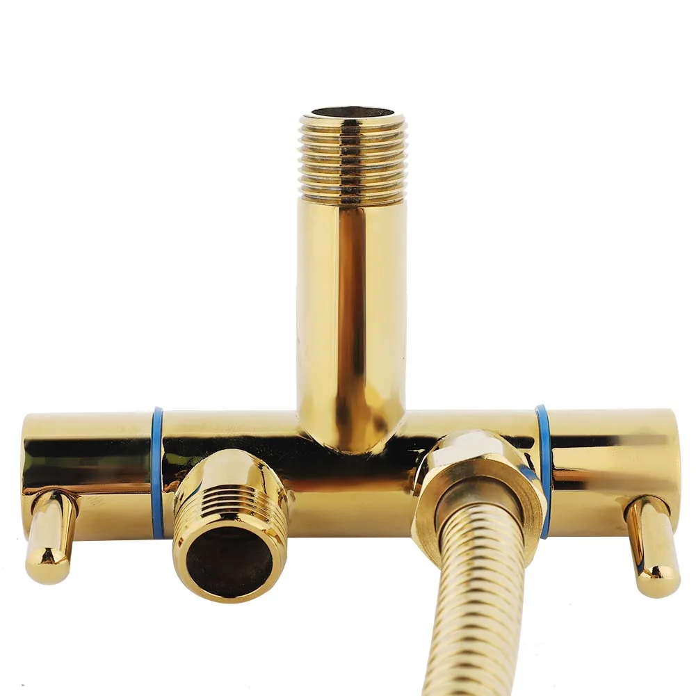 All-copper Pressurized Golden Toilet Spray One Into Two Out Angle Valve Clean Body Bidet Nozzle Four Points Dual 2019 | Обустройство