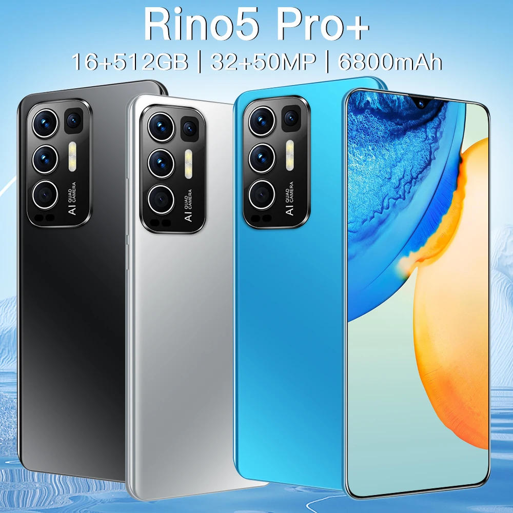 

New Rino5 Pro Global Version 16GB 512GB 32MP 50MP Face Unlocked Smartphone 6.7 Inch 10 Core 6800mah Snapdragon 888 Cell Phones