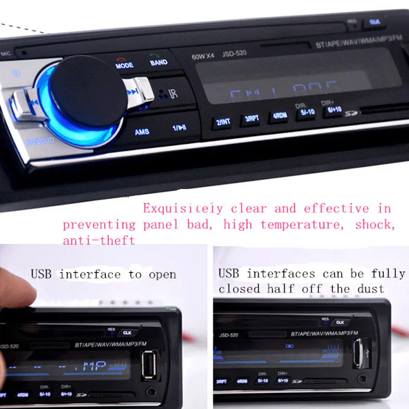 JSD520 Aux Usb для автомобиля репродуктор De Musica Para Карро Mp3 музыкальный плейер в машине Para Карро растения аудио Радио Bluetooth автомобильный набор, свободные руки