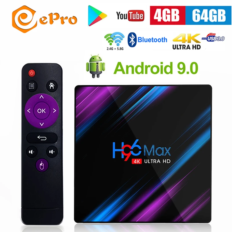 H96 MAX RK3318 Android 9 0 4 Гб 64 4K 2 4G 5G WiFi BT H96Max Smart tv Box медиаплеер Google Play Neflix Youtube Настройка
