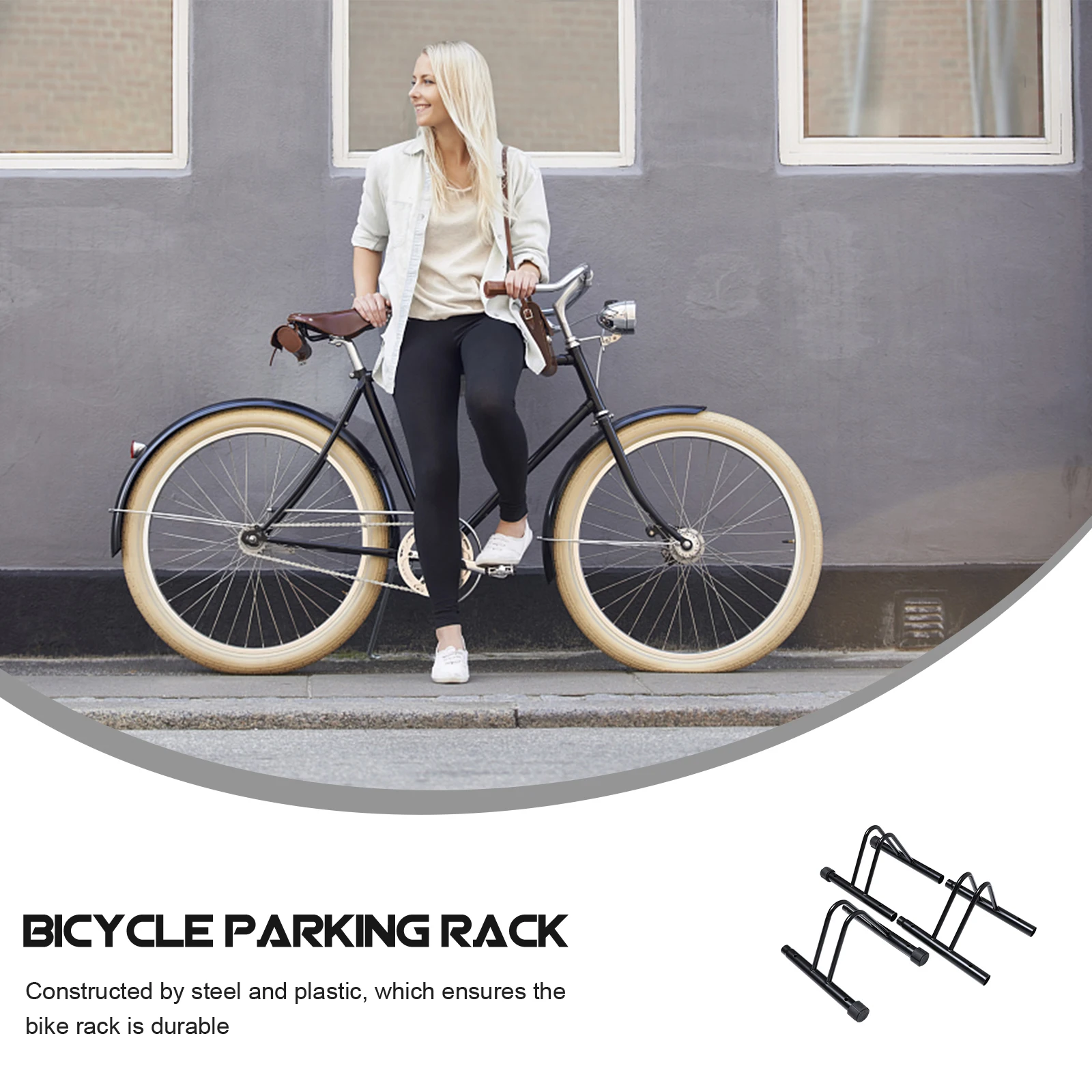 

1Pc Steel and Plastic Bike Parking Rack Road Bike Storage Bracket (Black)