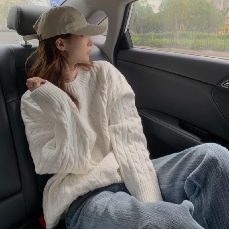 Белый вязаный свитер женская Свободная верхняя одежда осень-зима 2021 пуловер в