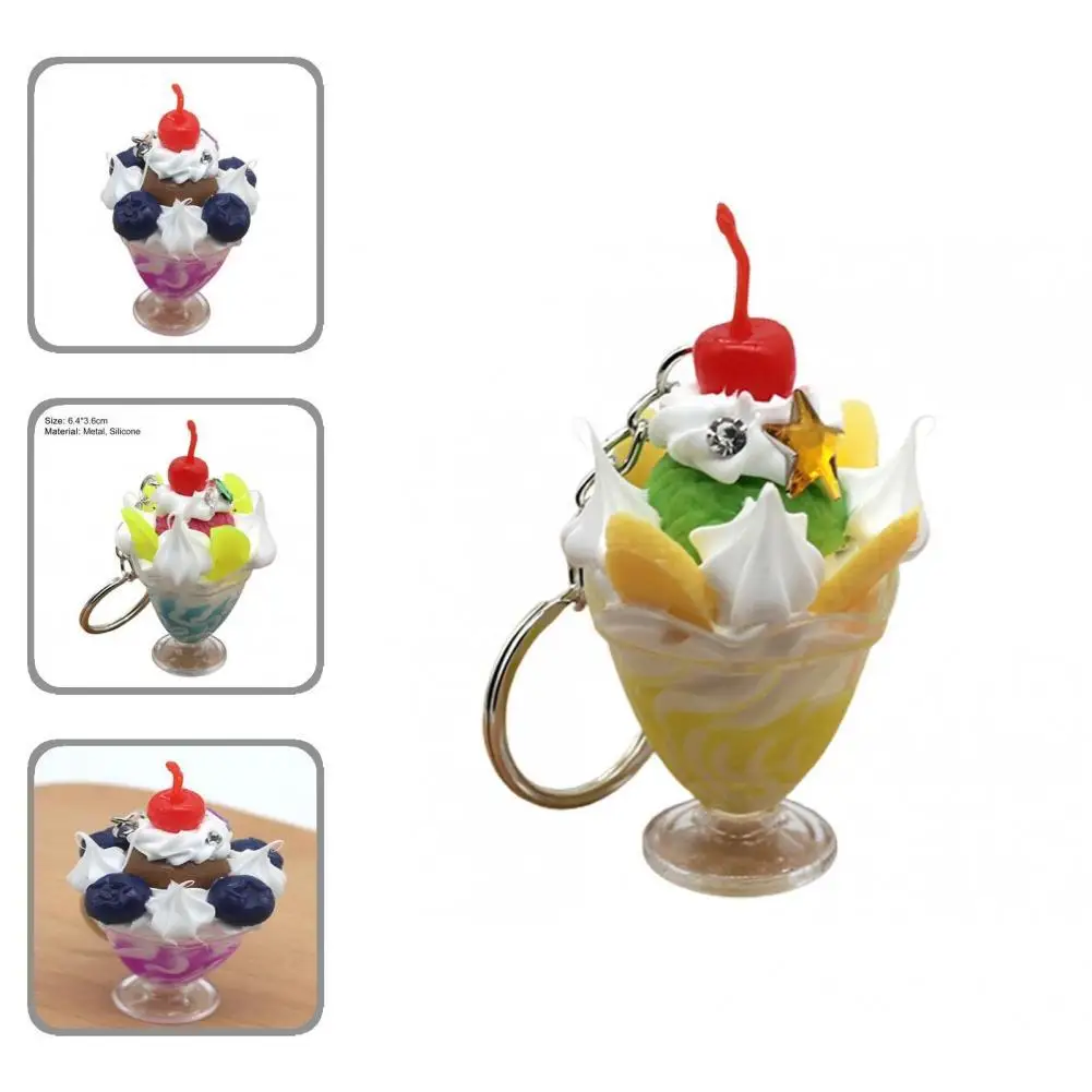 

Exquisite Comfortable to Touch Ice Cream Model Keychain for Desktop Decor