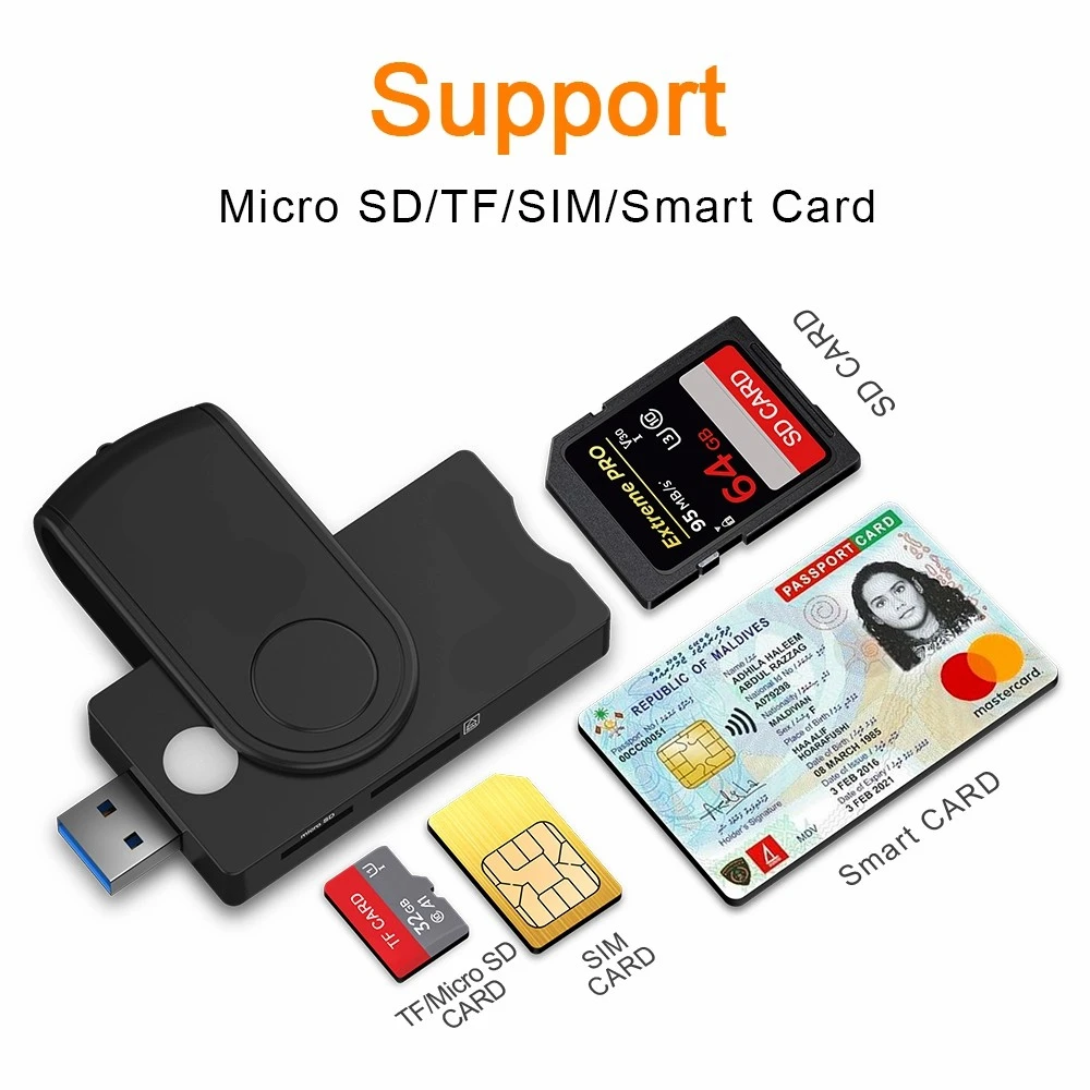 USB 2 0 устройство для чтения смарт карт micro SD/TF карта памяти ID Bank EMV электронный DNIE days