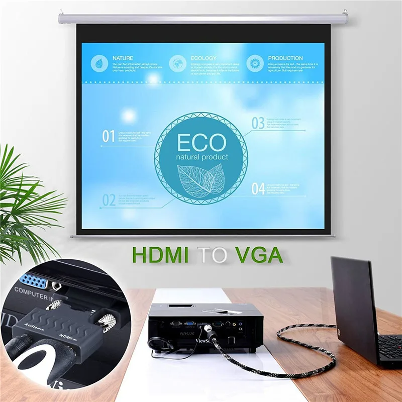 HDMI совместимый с VGA адаптер женский Мужской Аудио кабель видео конвертер 1080P для