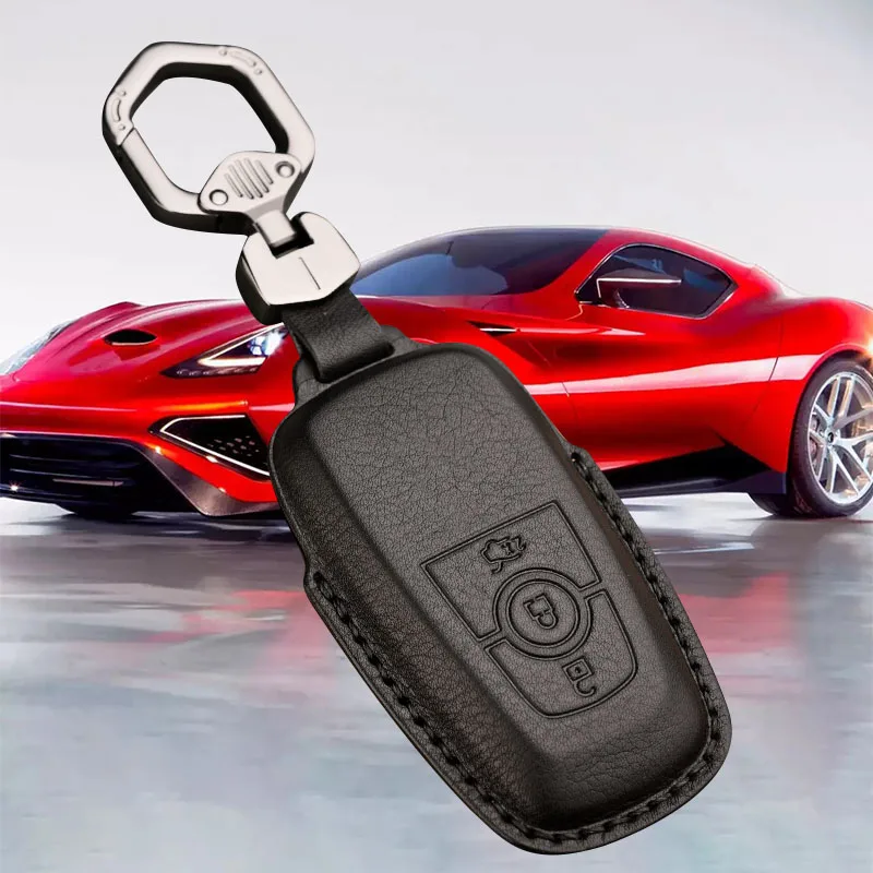 

Топ Слои кожаный чехол для автомобильных ключей, чехол для Ford Fusion Mustang F150 250 Explorer экспедиция край брелок в виде ракушки крышка чехол Аксессуа...
