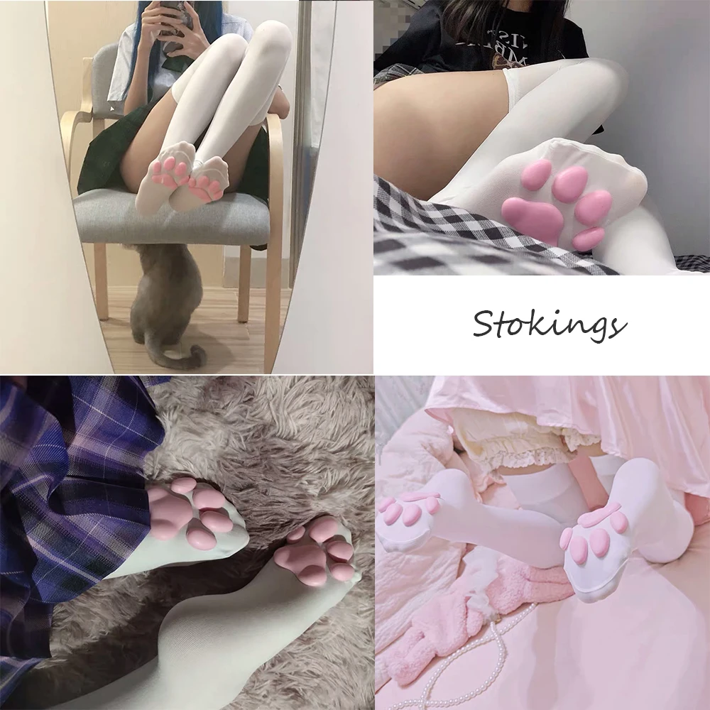 

Thigh High Socks Cat Paw Socks Paw Pad Socks for Girls Women 3D Kitten Claw Stockings Lolita Cat Maid Cosplay Valentine's Gift