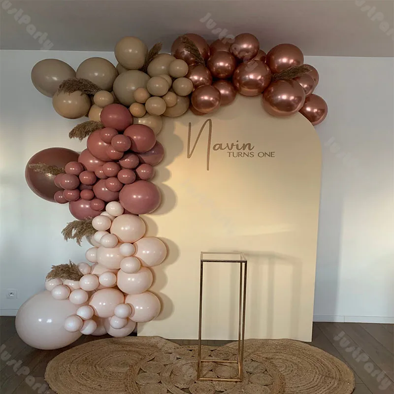 

107pcs Doubled Dusty Pink Balloon Garland DIY Wedding Decoration Double Layer Cream Peach Apricot Rose Gold Baby Shower Decor