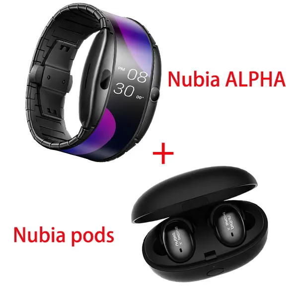 Black Nubia ALPHA часы телефон 4,0" Складной гибкий дисплей Спорт в режиме реального времени сообщение напоминание Bluetooth Вызов Среднего Воздуха жесты - Цвет: Black
