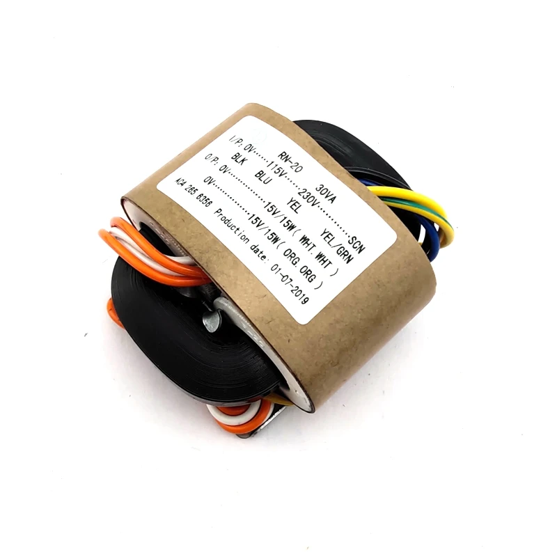 Transformador де corrente R тип силовой трансформатор 0-115V-230V 30W 15V+ 15V R крупного рогатого скота и повышающий трансформатор медный провод transformador