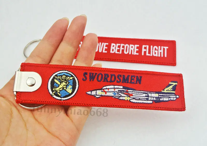 VF-32 мечей remove Before Flight брелоки с вышивкой Мужская Авиации Теги ключ-брелок
