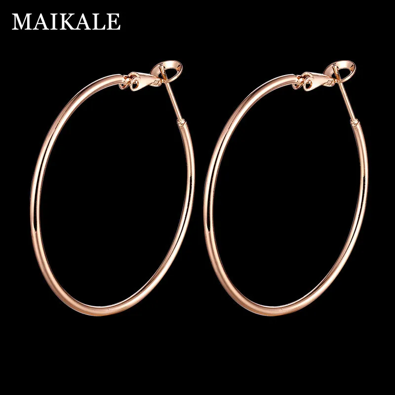 MAIKALE классические серьги обруча, Большие Позолоченные Серебряные Круглые серьги, простые корейские серьги для женщин, подарки для друзей - Окраска металла: gold 5cm