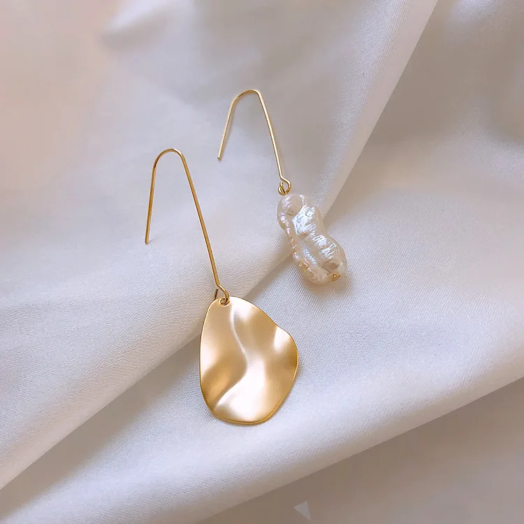 Серьги из натурального пресноводного жемчуга Асимметричные женские большие