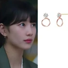 Новые модные серьги start up  Bae Suzy, милые и милые, простые и универсальные серьги, корейские элегантные высококачественные серьги