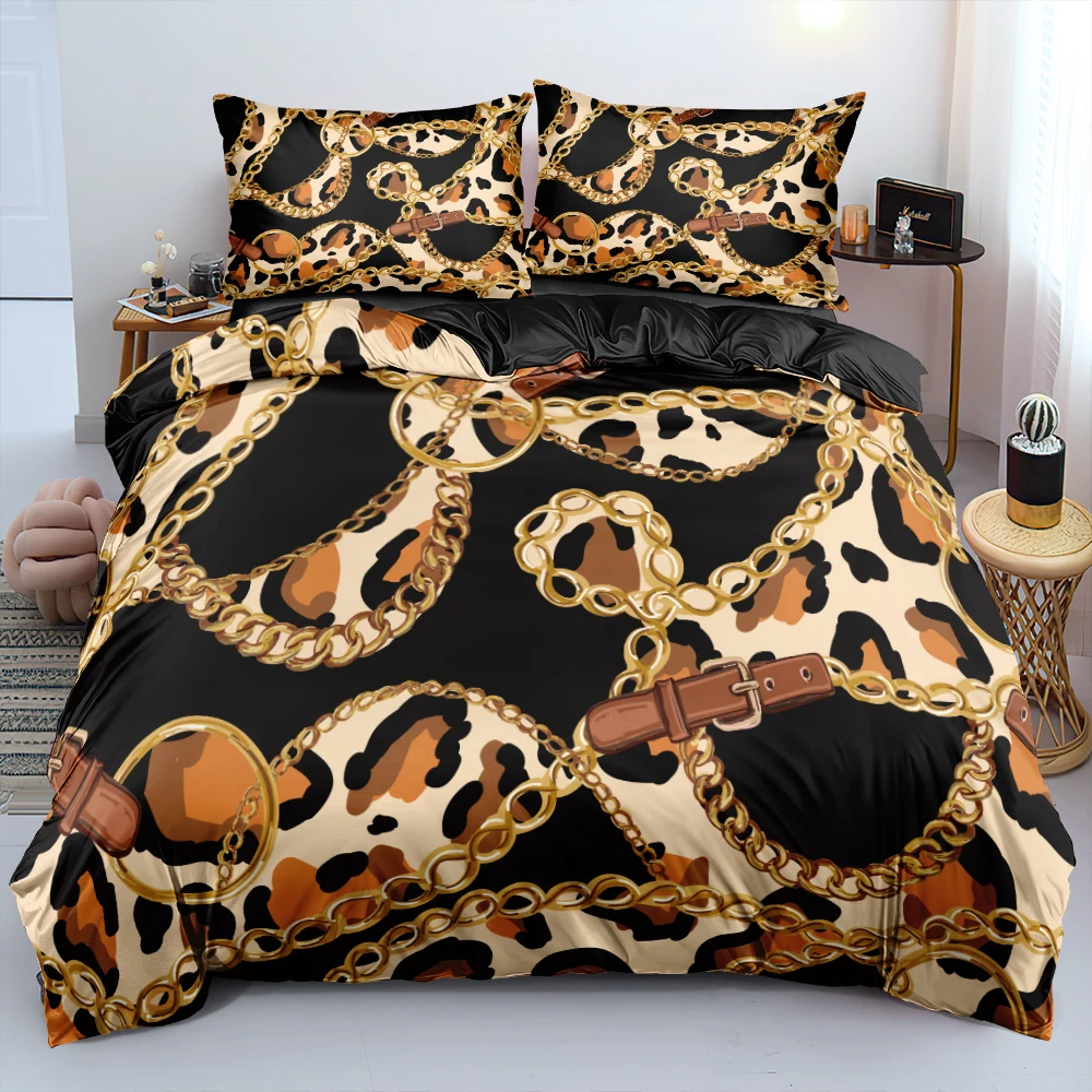 

Baroque Comforter Cases 3D Design Modern Quilt Cover Sets Pillow Sham King Queen Super King Twin Size 140*200cm Black Beddings