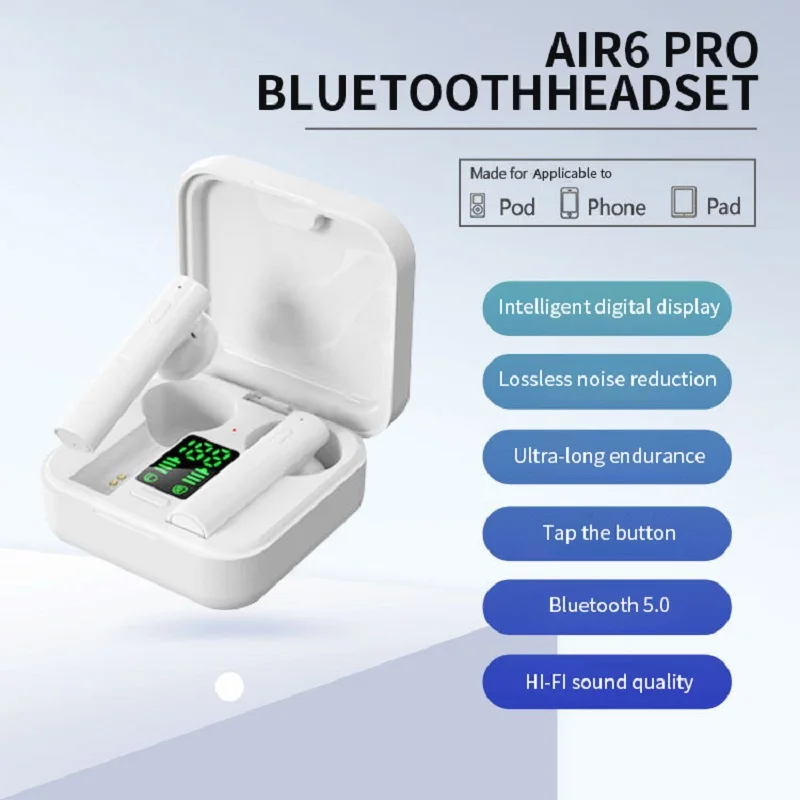 

Popular Air6pro Bluetooth Headset Wireless Binaural Mini Headset TWS Bluetooth Half-Ear Headset