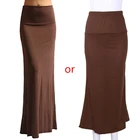 K3NF женские Для женщин джинсы с высокой талией, расклешенные в форме рыбьего хвоста Длинная юбка макси однотонные Цвет плиссированные обтягивающая одежда Вечерние пляжные вечерние юбка-трапеция