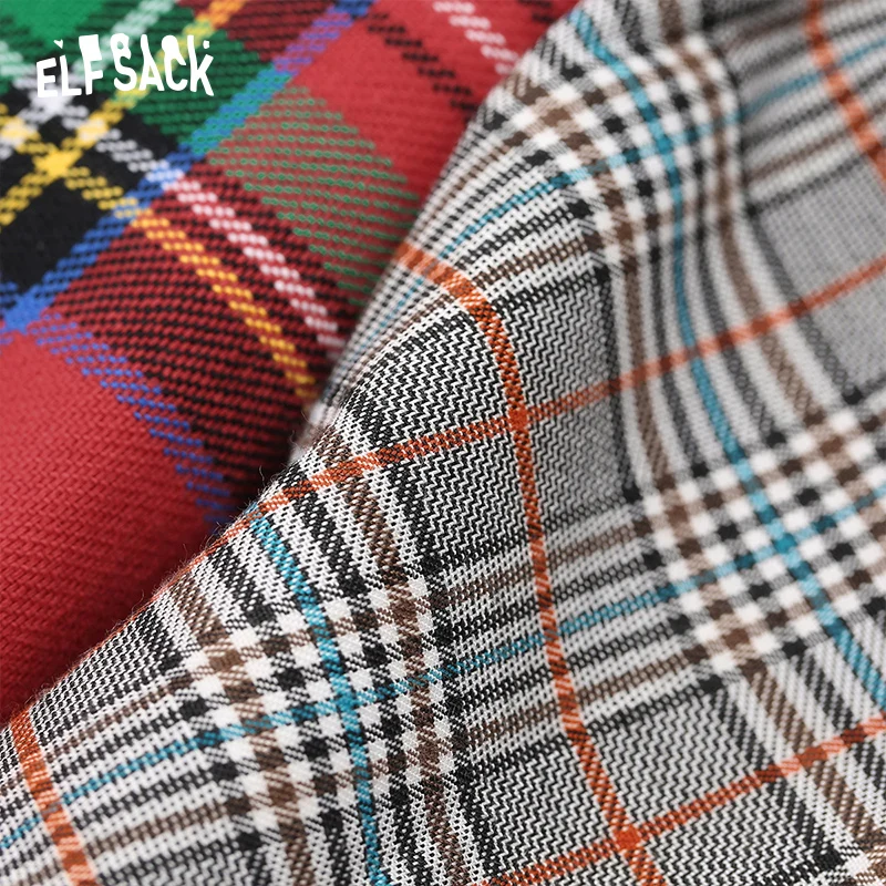 ELFSACK клетчатый Джинсовый блейзер в стиле пэчворк для женщин осень 2019 корейский