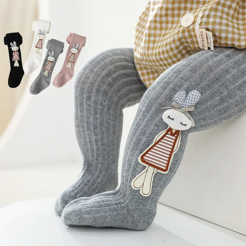 

Cotton Tights for Girls Winter Warm Children Pantyhose Striped Ribbed Baby Girl Toddler Tights Cute Cartoon Rabbit Infant Tights
