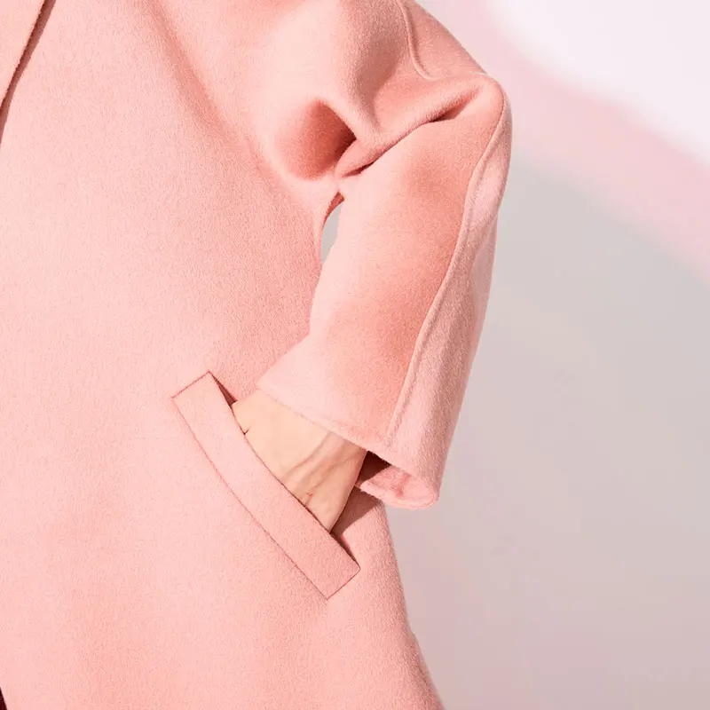 Vero Moda Женское шерстяное пальто средней длины со скрытыми пуговицами с отворотом на плече | 318427511