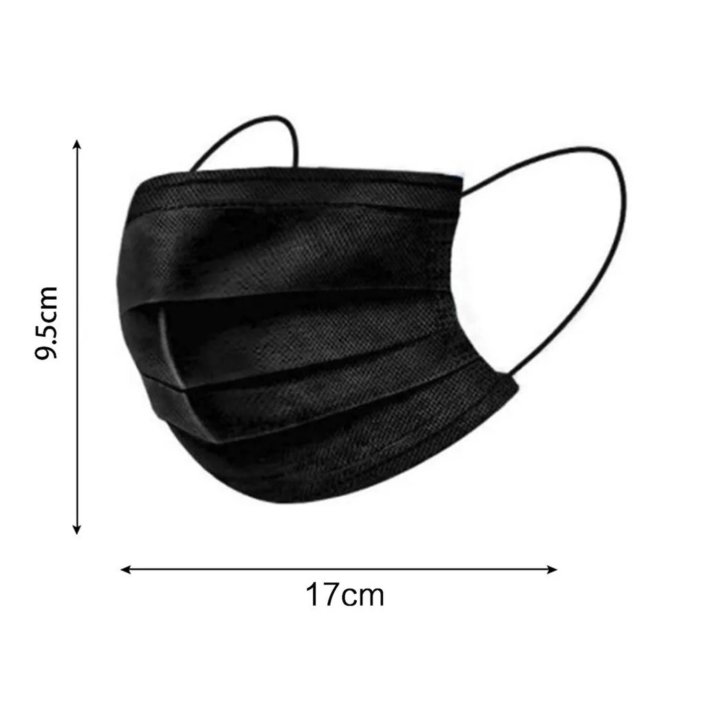 

50PC Black Disposable Mask Activated Carbon Anti Dust Foggy Haze 4Ply Masque De Protection Adult Breathable Face Mask Mascarilla