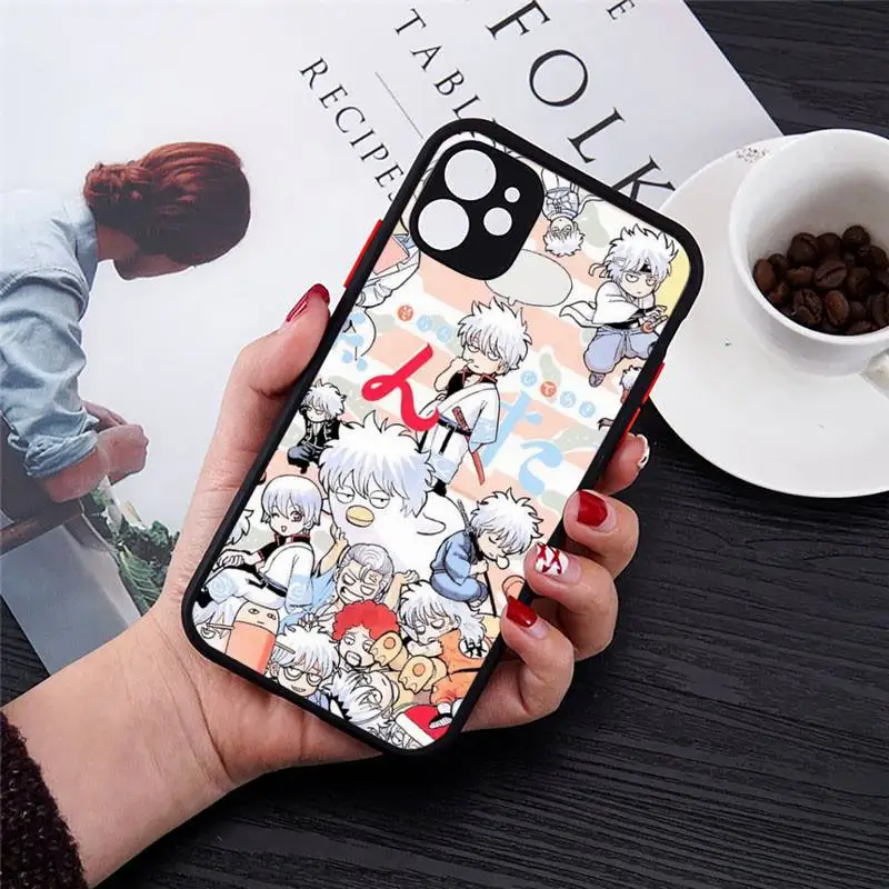 

GINTAMA anime poster Gintoki Kagura Phone Case Matte Transparent for iPhone 7 8 11 12 s mini pro X XS XR MAX Plus cover funda