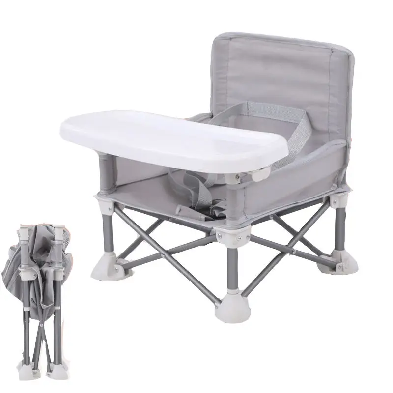 תינוק מתקפל נייד כיסא אוכל עם צלחת בטיחות רתם קיד חוף כיסא קמפינג ילד מפנק האכלת מושב תינוק כיסא חיצוני
