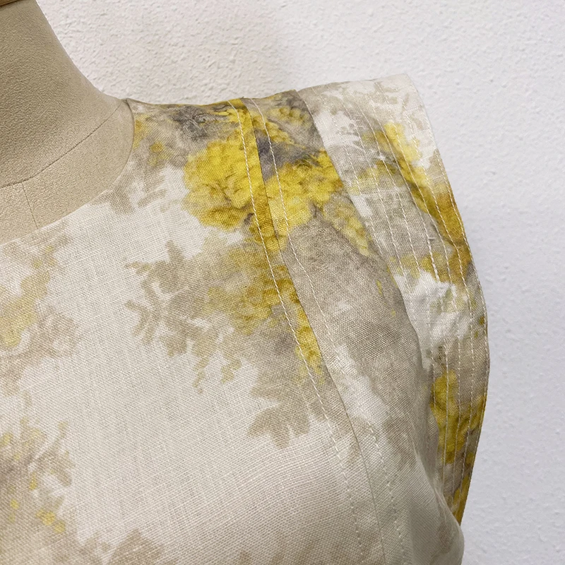 

2021 summer new linen printed mini skirt