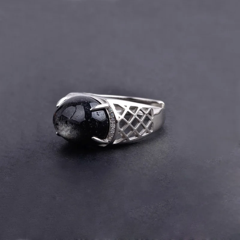 Мужские и женские кольца с обсидианом CSJ ювелирные украшения из серебра 925 пробы