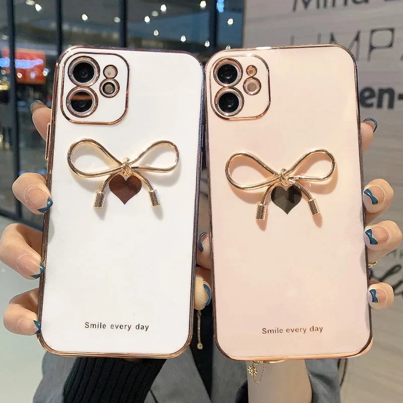 Модный 3D чехол для телефона с бантом iPhone 11 Pro Max 7 8 Plus 12 Mini XS X XR SE 2020 защитный