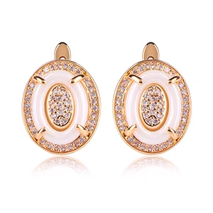 Rose Gold White Классические женские серьги-гвоздики, розовое золото, золотой цвет, стразы, черно-белые серьги-гвоздики с русской пуговицей, красивые - Окраска металла: Rose Gold White