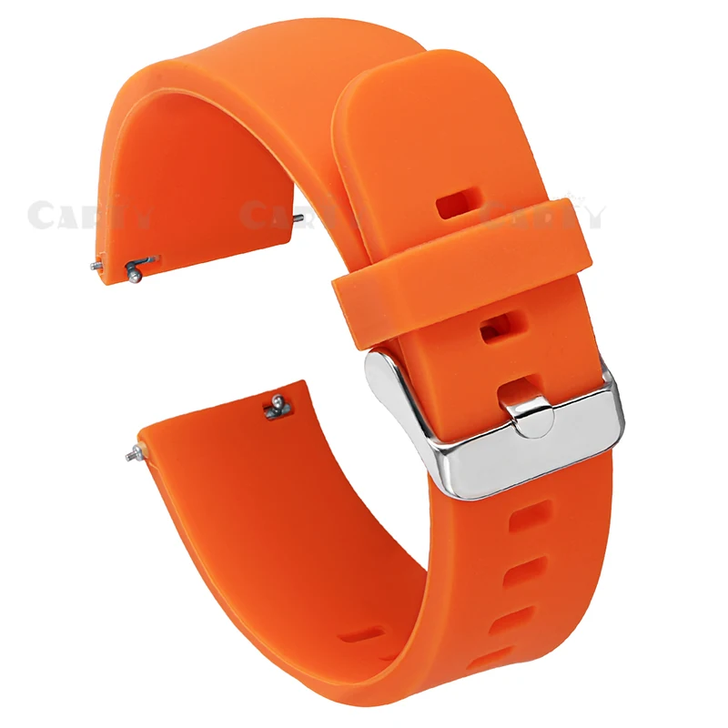 Orange silver buckle Carty силиконовые браслеты для часов быстросъемные ремешки для часов 20 мм 22 мм Мужские и женские мягкие резиновые черные или серебряные пряжки безопасные кольца Хранитель - Цвет ремешка: Orange silver buckle