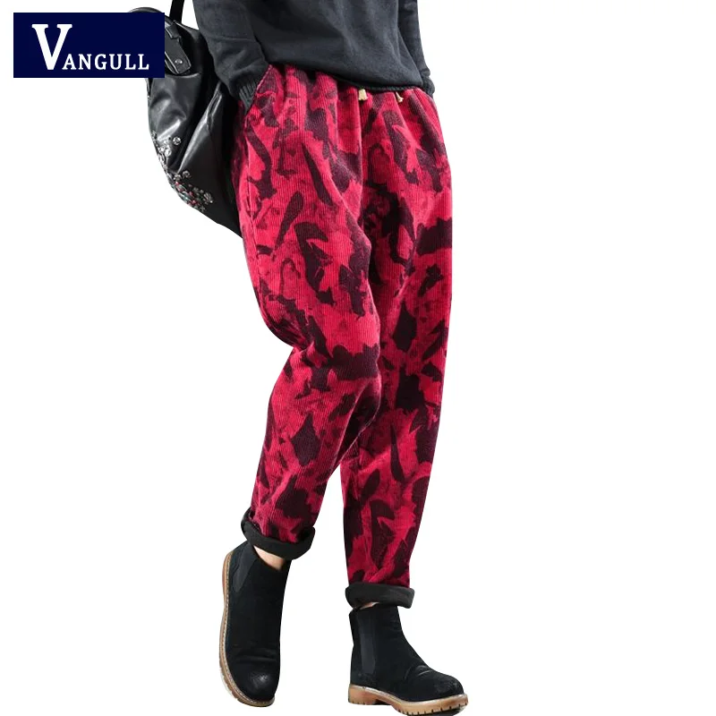 Женские вельветовые брюки Vangull камуфляжные шаровары с эластичным поясом