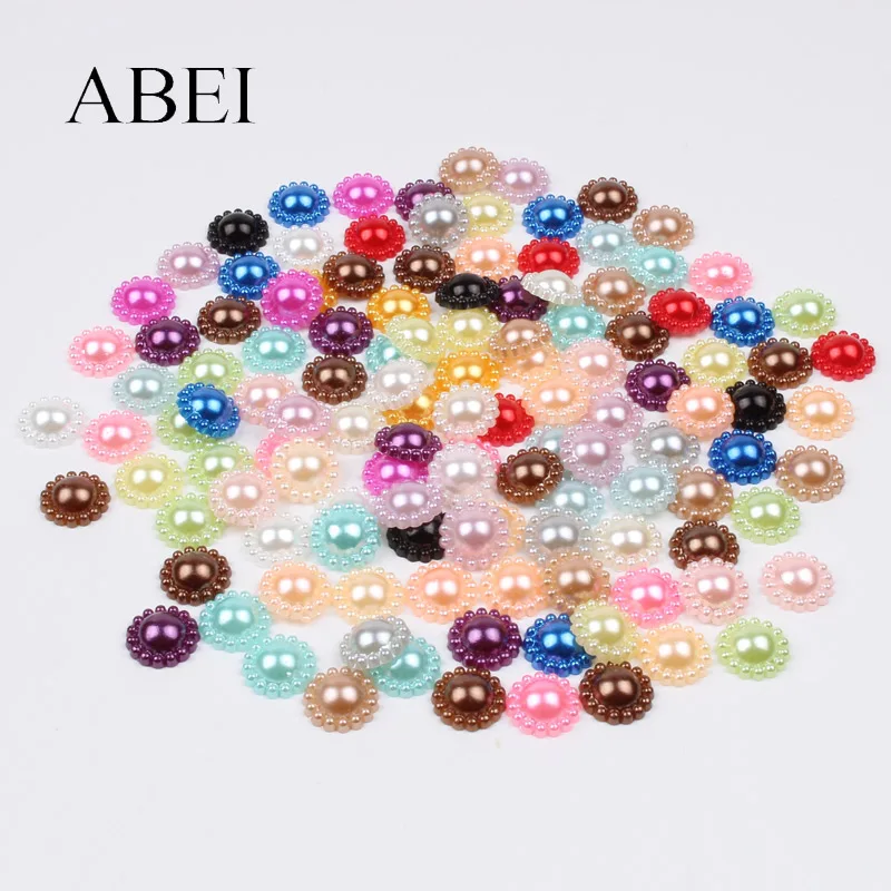 Полукруглые жемчужные бусины с плоской задней стороной 12 мм 100 шт.|Бусины для