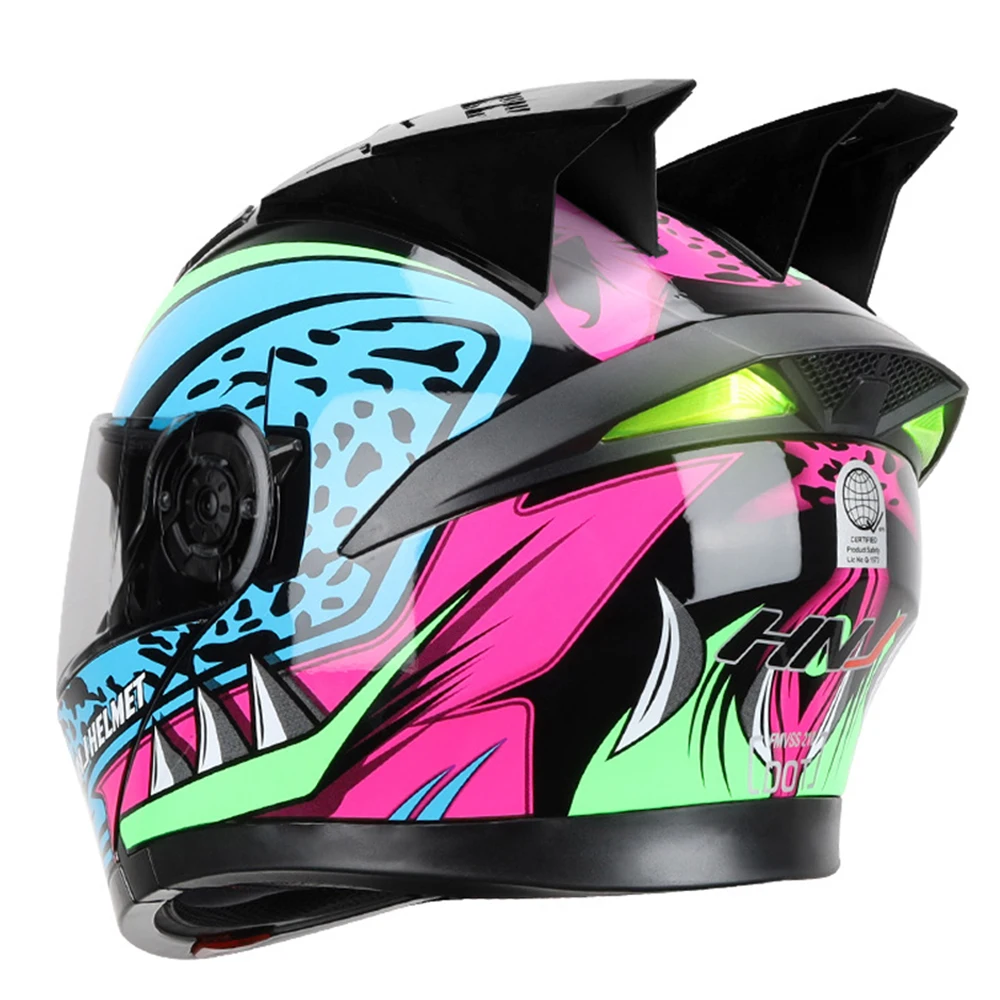 Мотоциклетный шлем HNJ модульный Байкерский на все лицо с двумя линзами для