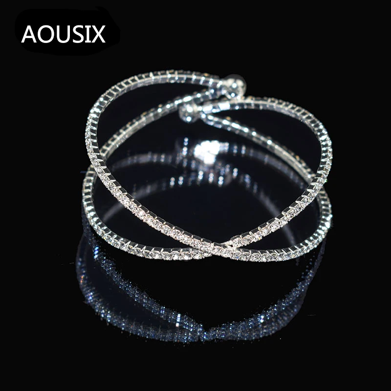 Элегантный роскошный браслет стразы с золотым и серебряным покрытием ажурный