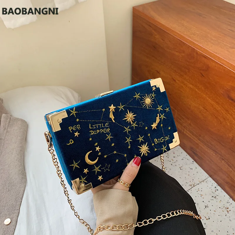 

Metal Badge Box Shape Handbag Purse Women Black Chain Party Clutch Bag Kawaii Shoulder Bag Crossbody Messenger Bag