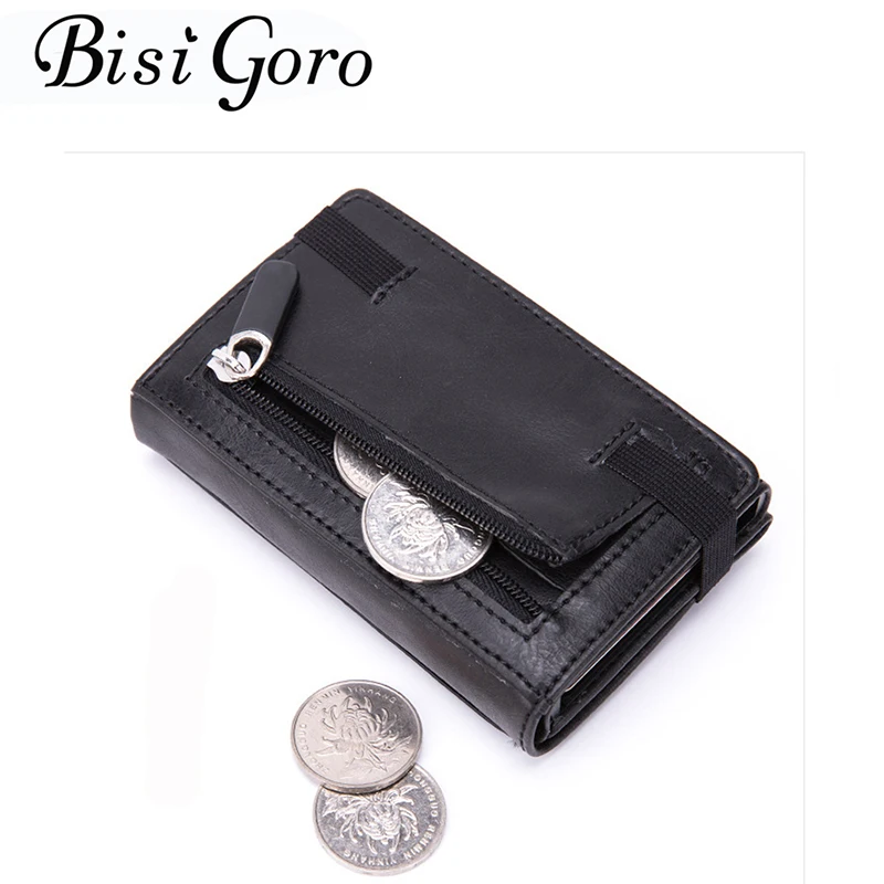 

Bisi GoroAluminum Box держатель для Карт RFID Блокировка для мужчин и женщин унисекс из искусственной кожи Новое поступление Умный кошелек чехол для ка...