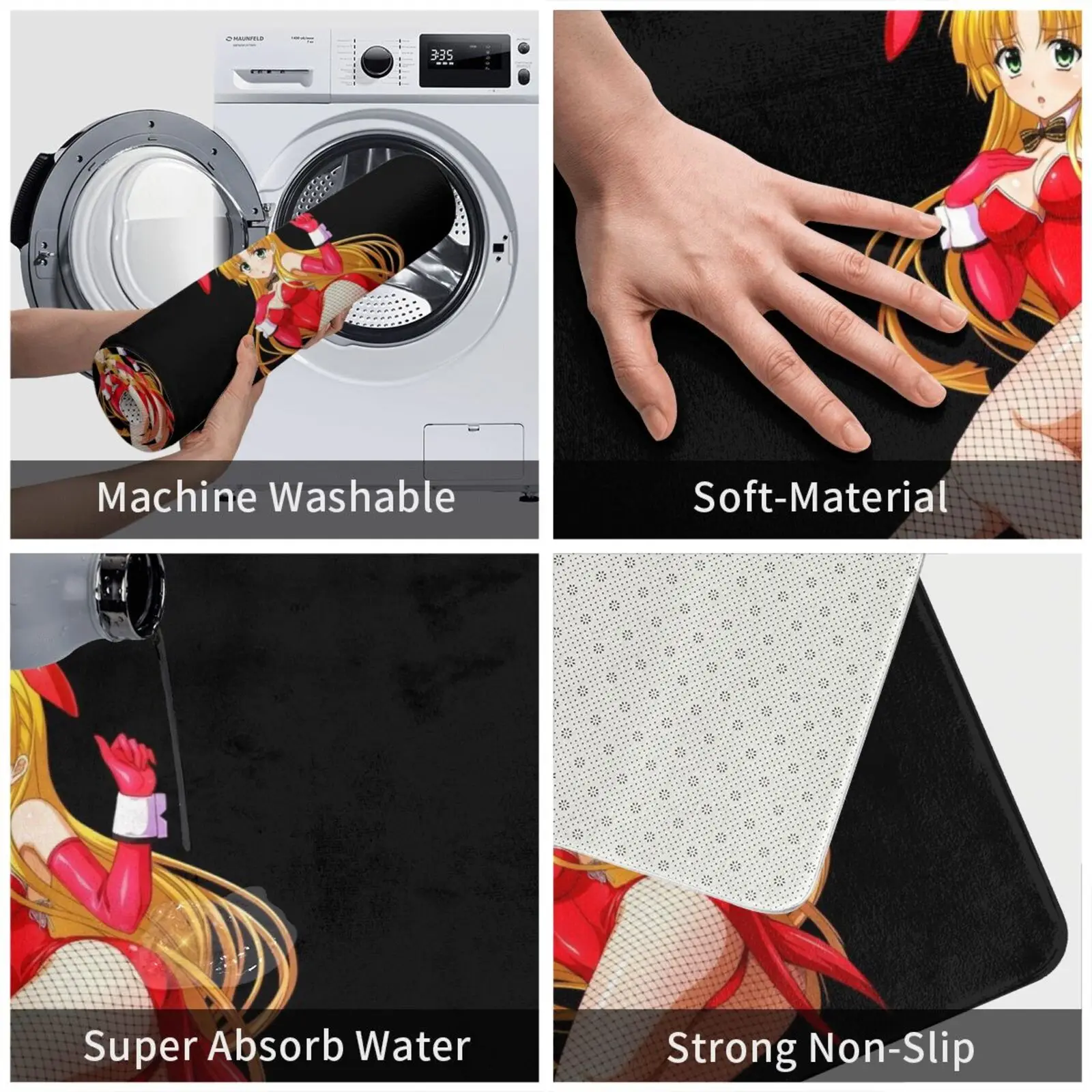 Азия серебристый костюм кролика | Старшая школа Dxd Ecchi коврик подушка Мягкий